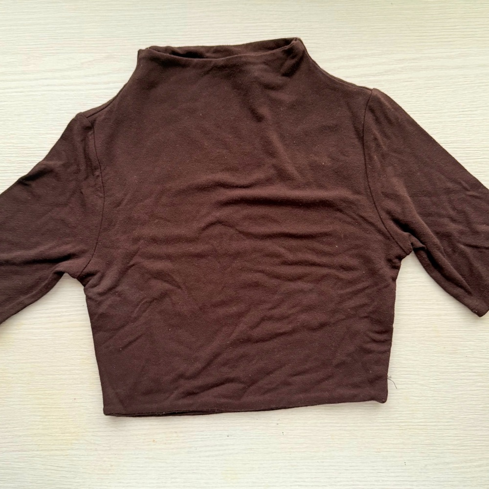 Naked Wardrobe Brown Crop Top with Sleek Design